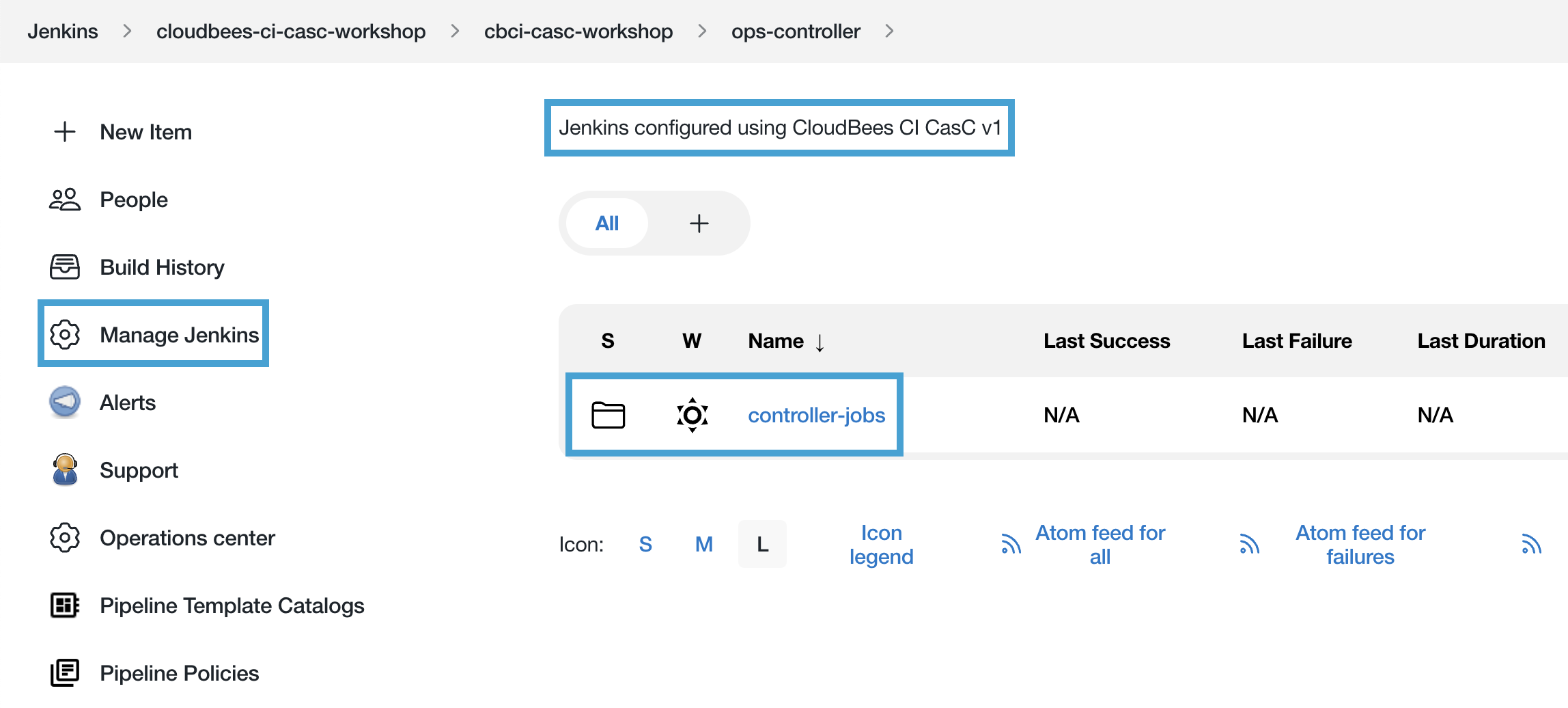 Manage Jenkins link