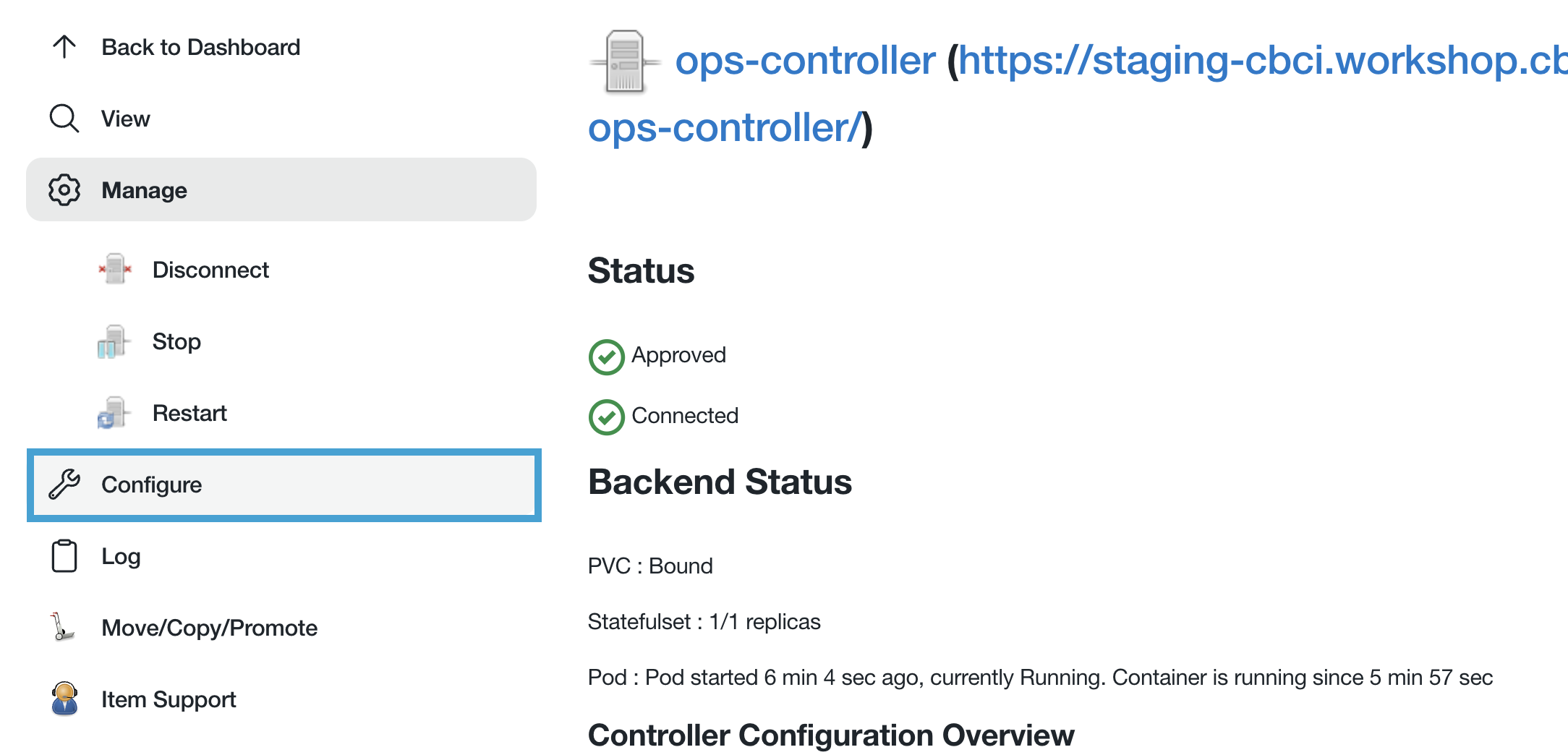 Configure controller link