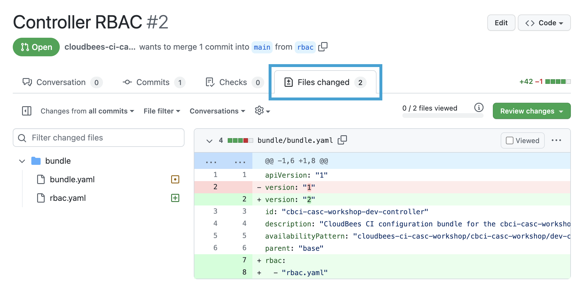 bundle.yaml changes