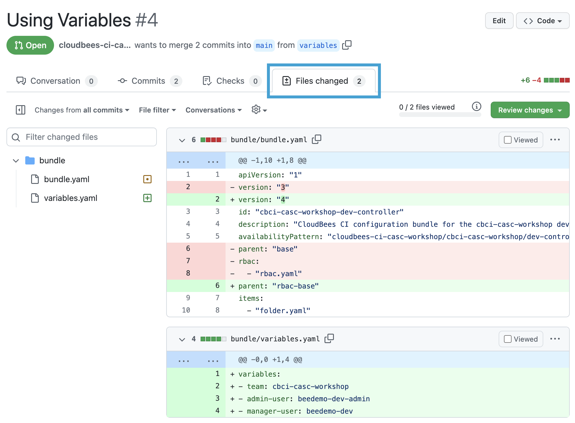 bundle.yaml changes